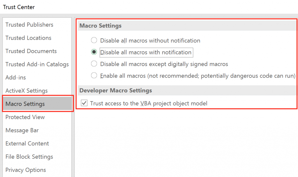 Cài đặt Macro Security