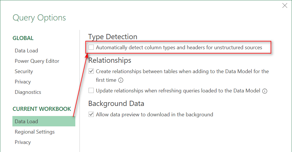 Giao diện Power Query Editor sau khi tắt tự động nhận diện kiểu dữ liệu