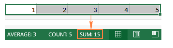 Excel Status Bar showing the sum of selected cells without a formula