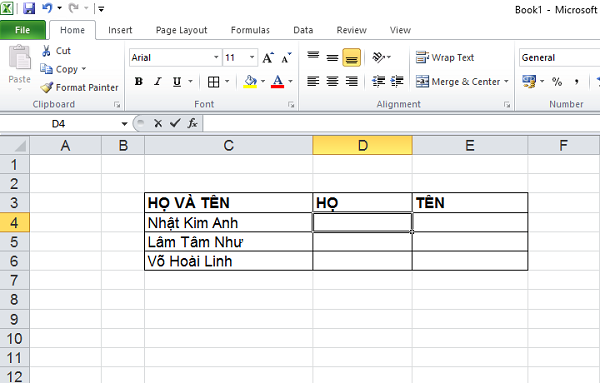 Hướng dẫn Tách Họ và Tên trong Excel Nhanh Chóng và Đơn Giản Danh sách họ và tên cần tách trong Excel