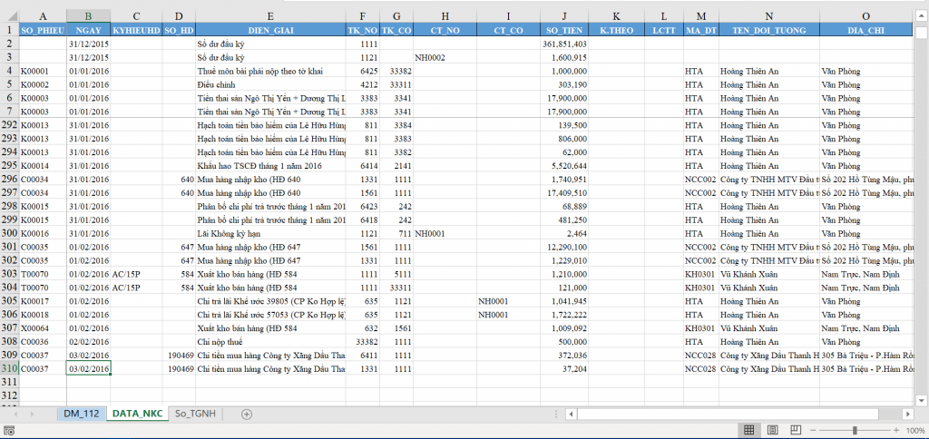 Hướng Dẫn Lập Sổ Kế Toán Chi Tiết Tiền Gửi Ngân Hàng Trong Excel Dữ liệu từ sổ Nhật ký chung