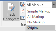 Các tùy chọn hiển thị thay đổi trong Track Changes