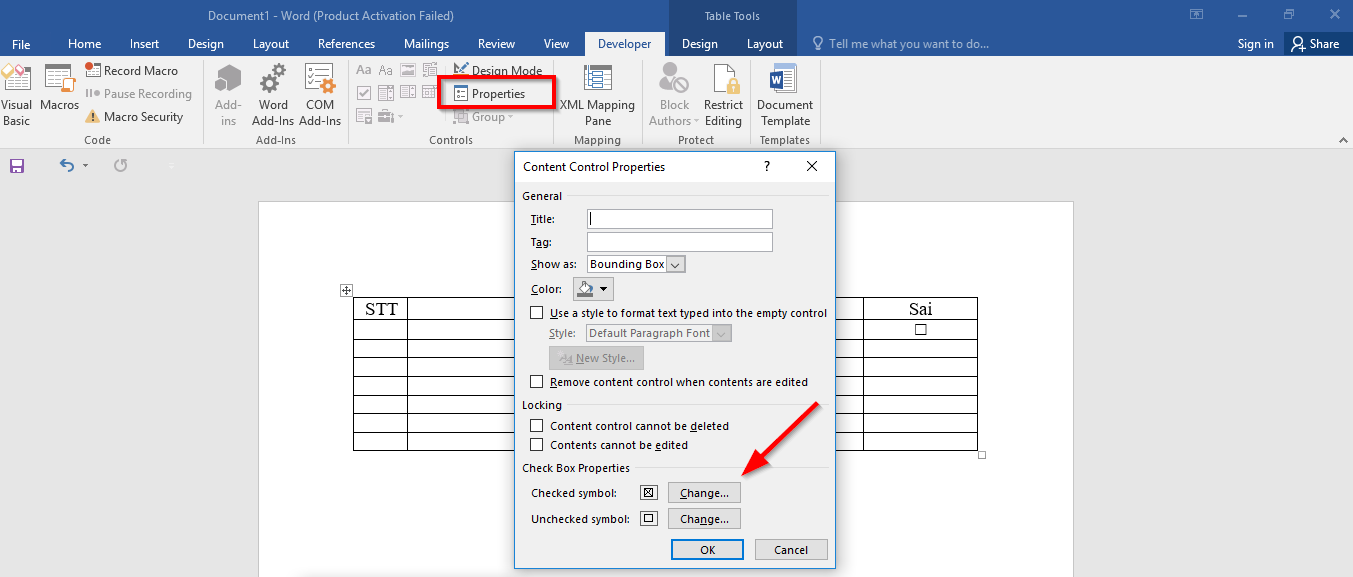 Thay đổi biểu tượng Check Box