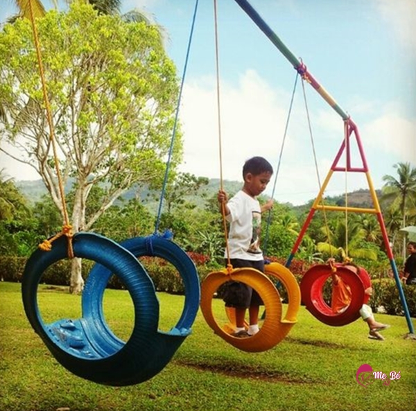 Xích đu gỗ dạng ghế có tựa lưng