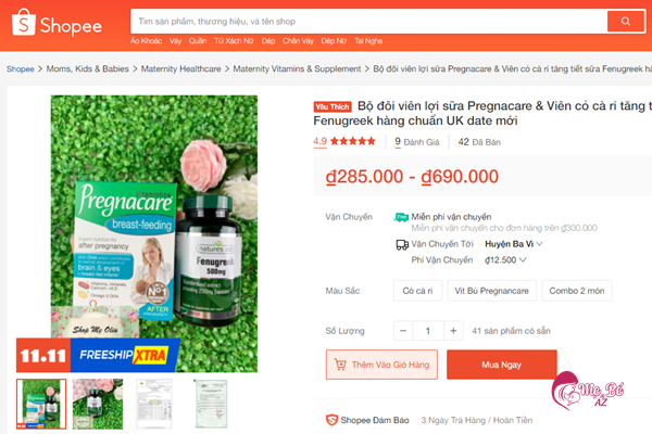 Giá bán viên uống lợi sữa Pregnacare Breastfeeding