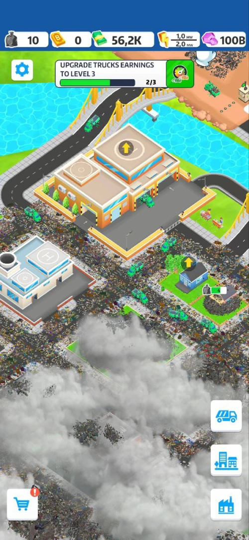Trở Thành Ông Trùm Dọn Rác Với Trash Tycoon Idle Business MOD APK Hình ảnh xe dọn rác trong Trash Tycoon Idle Business