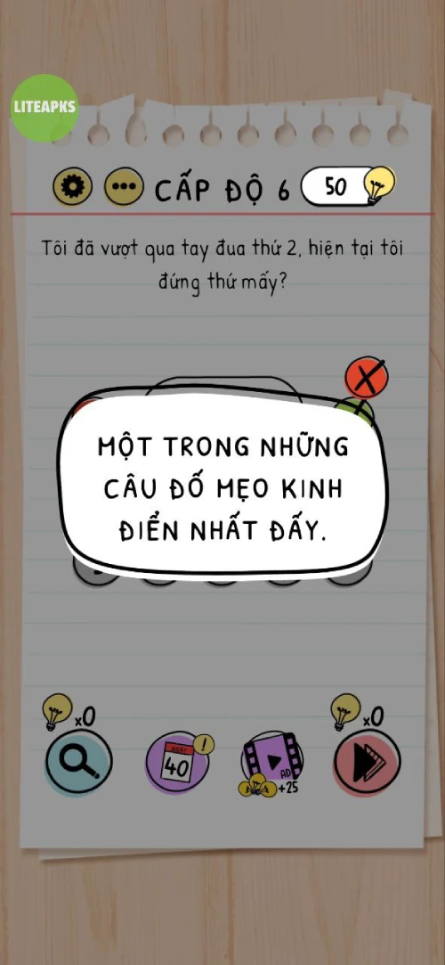 Giao diện chơi game Brain Test