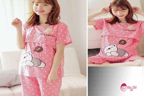 Bộ đồ mặc nhà sau khi sinh với áo cho con bú