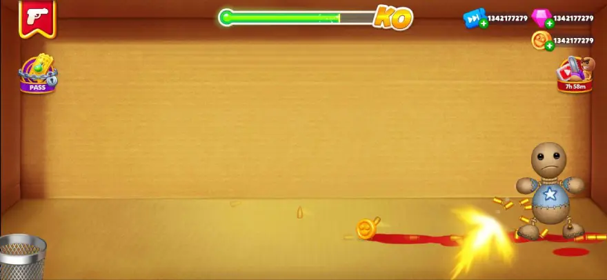 Giao diện game Kick the Buddy: Second Kick với nhiều vũ khí.