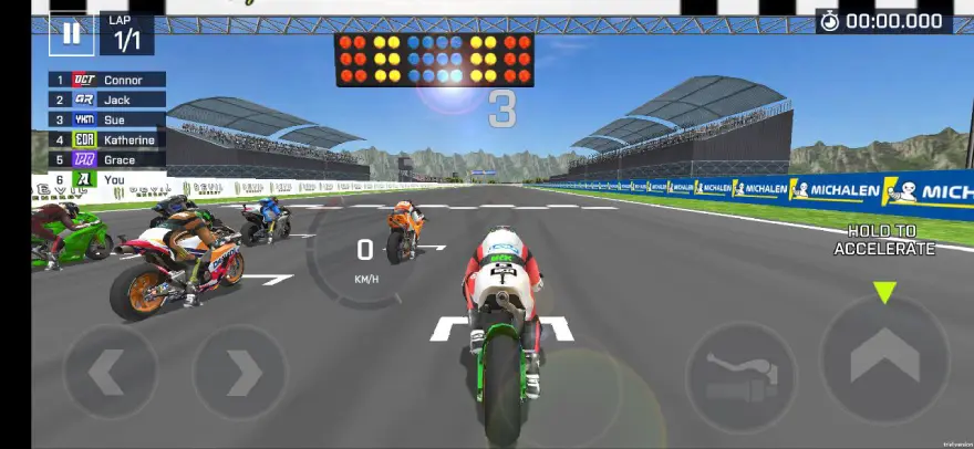 Giao diện game Moto Rider, Bike Racing Game với các tùy chọn nâng cấp xe