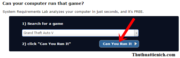 Nút Can You Run It trên System Requirements Lab