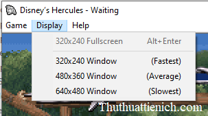 Menu tùy chỉnh hiển thị game Hercules
