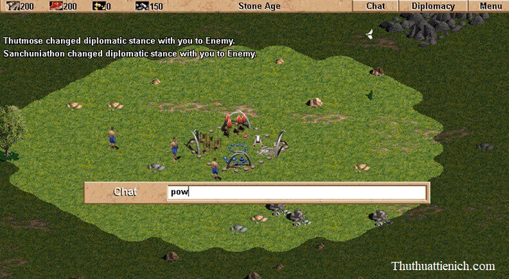 Cách nhập mã lệnh trong game đế chế AOE 1