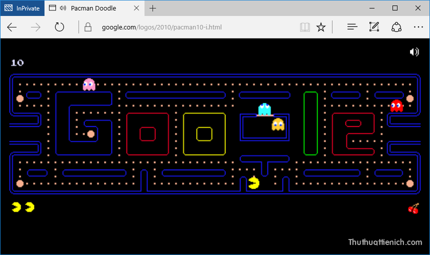 alt text: Chơi game Pac-Man trên Google Tìm kiếm