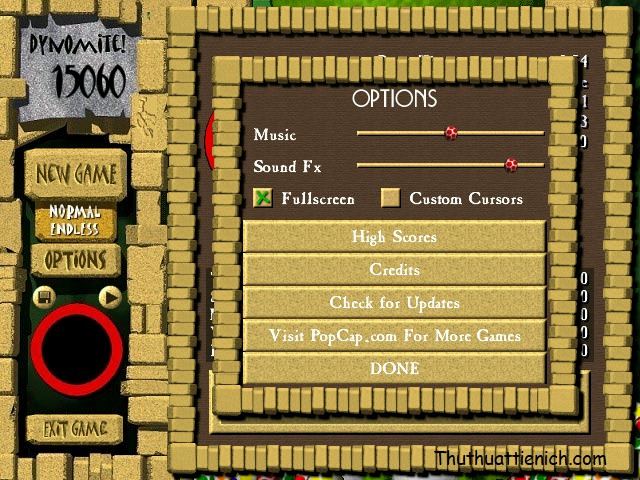 Chơi game Dynomite Deluxe toàn màn hình