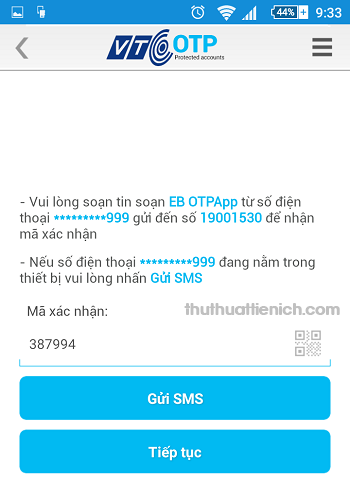 Lấy mã OTP từ ứng dụng