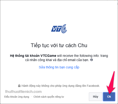 Xác nhận cho phép truy cập thông tin