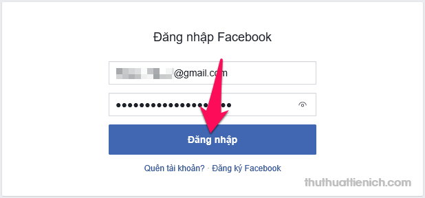 Giao diện đăng nhập Facebook
