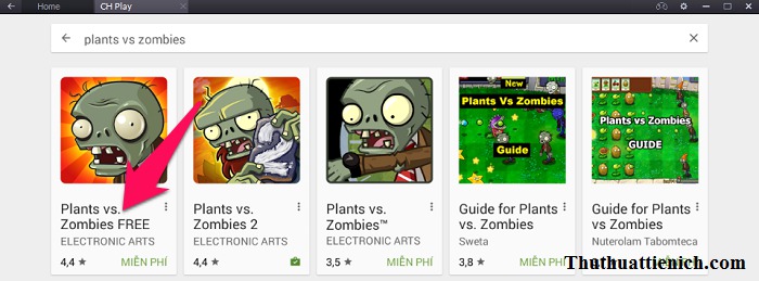 Chọn Plants vs. Zombies FREE