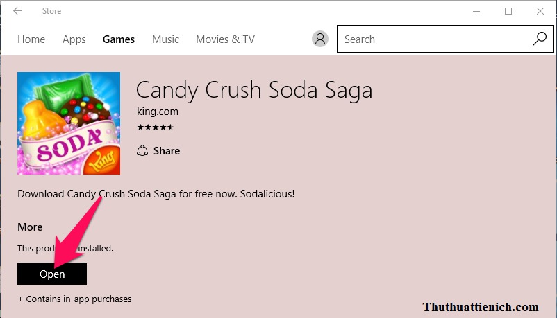 Mở game sau khi cài đặt