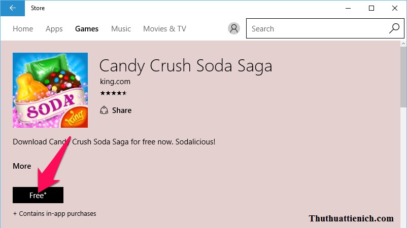Nhấn nút Free để tải game