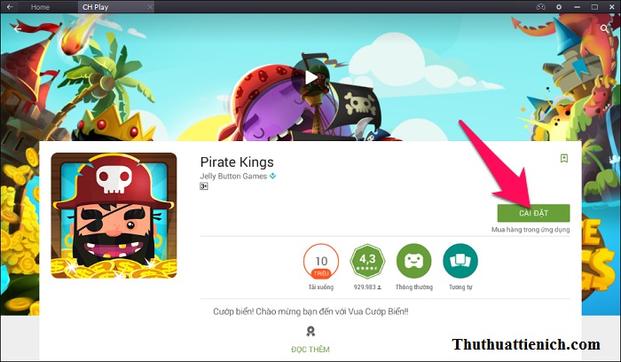 Cài đặt Pirate Kings trên BlueStacks