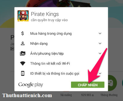 Chấp nhận điều khoản Pirate Kings