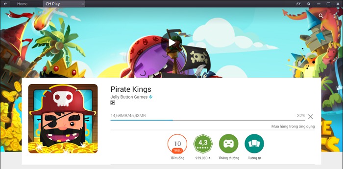 Quá trình tải và cài đặt Pirate Kings