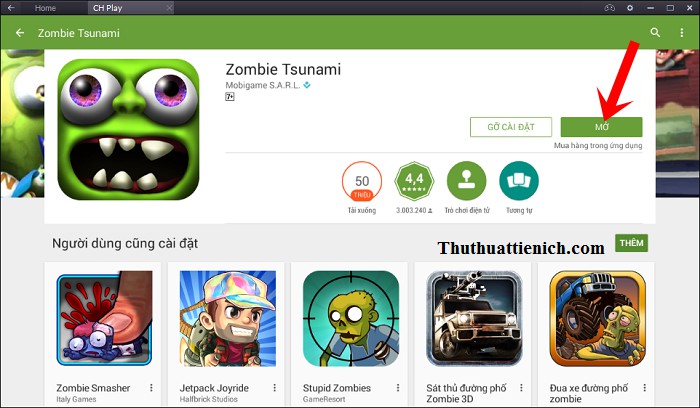 Mở game Zombie Tsunami