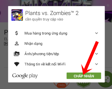 Chấp nhận điều khoản sử dụng của Plants vs. Zombies 2