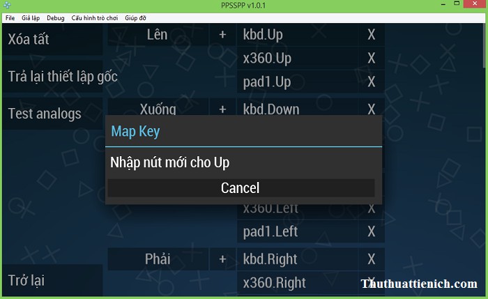 Gán phím điều khiển trong PPSSPP