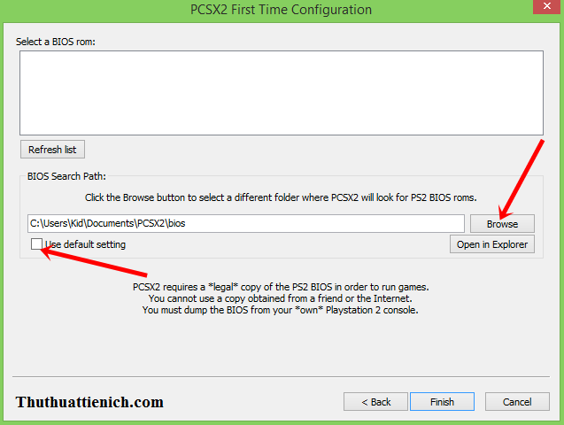 Chọn file BIOS cho PCSX2