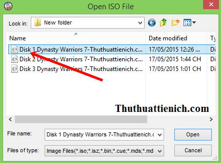 Chọn file ISO đầu tiên