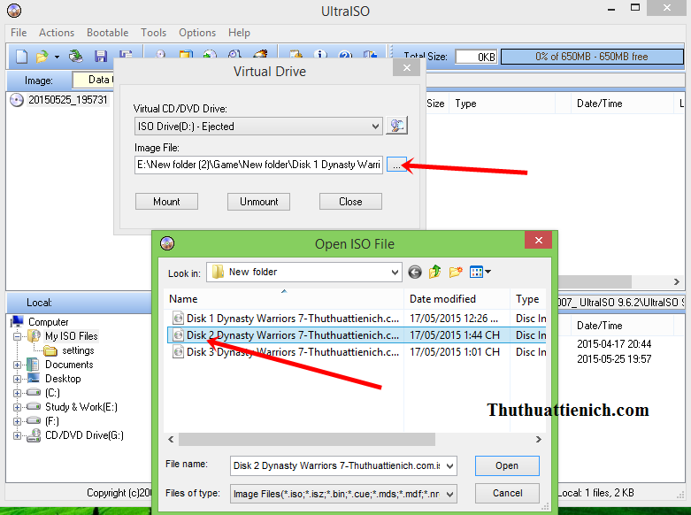 Chọn file ISO tiếp theo