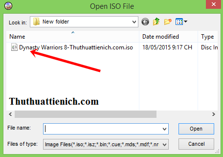 Chọn file ISO game