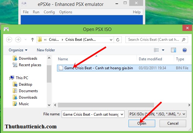 Tải Game Cảnh Sát Hoàng Gia 1 (Crisis Beat 1) Giả Lập PS1 Cho PC Chọn file ISO game Cảnh sát Hoàng gia 1