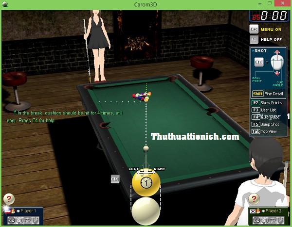 Cú đánh bida trong game Carom3D