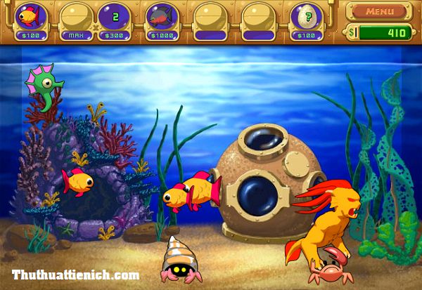 Tải game Insaniquarium Deluxe Full Offline cho PC Giao diện chính của game Insaniquarium Deluxe hiển thị các tùy chọn.