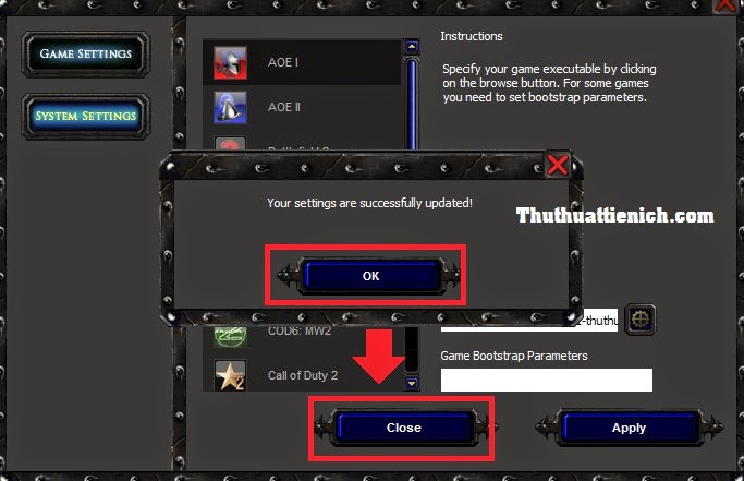 Thông báo cập nhật đường dẫn game AOE 1 thành công trên Garena Plus