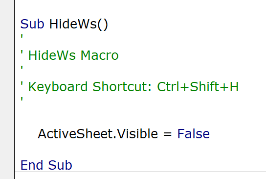Tạo Phím Tắt Ẩn và Xóa Sheet trong Excel Code VBA để ẩn sheet