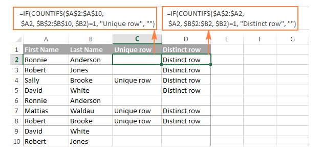 Tìm hàng duy nhất/khác biệt