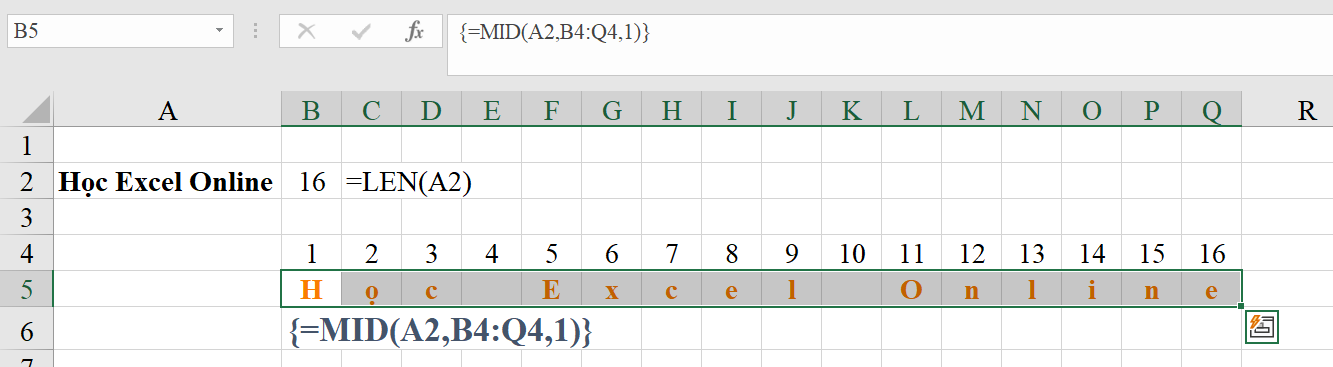 Tách chuỗi trên một hàng