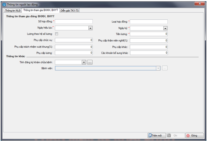 Tab Thông tin tham gia BHXH, BHYT