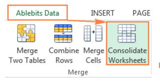 Mở Consolidate Worksheets Wizard