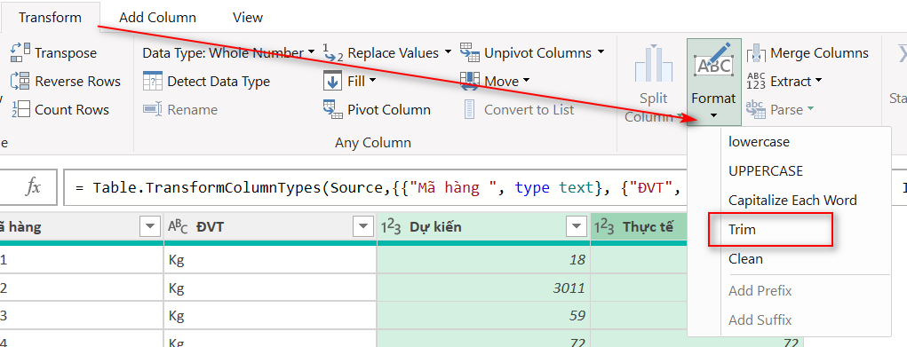 Xóa Khoảng Trắng Đặc Biệt trong Excel với Power Query