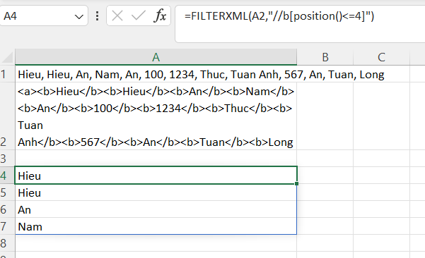 Trích xuất theo khoảng vị trí