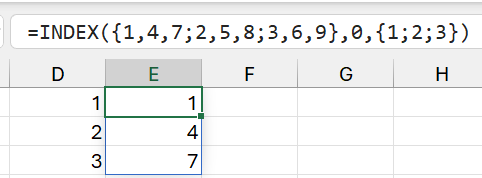 Excel không hiển thị mảng lồng