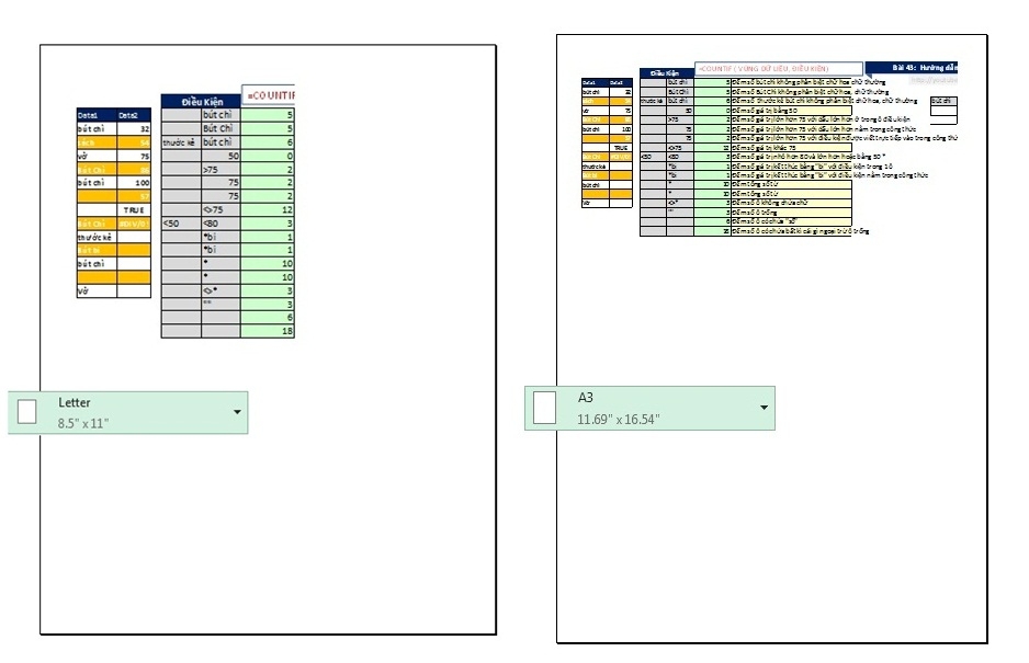 Hướng Dẫn In File Excel Chi Tiết Cho Người Mới Bắt Đầu So sánh kích cỡ giấy
