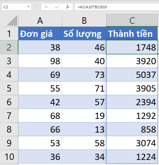 Mảng Động (Dynamic Array) trong Excel: Cuộc Cách Mạng Thầm Lặng Tính toán với mảng động