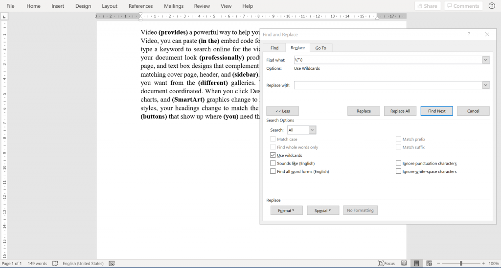 Xóa Nội Dung Trong Ngoặc Đơn Hàng Loạt Trên Word